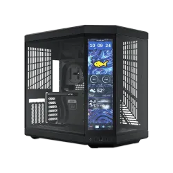 صندوق كمبيوتر العاب , هايت , Y70 Touch Infinite , حجم متوسط , شاشة LCD , مع زجاج مقسى بانورامي مزدوج وتصميم عصري , أسود (CS-HYTE-Y70TTI-BB)