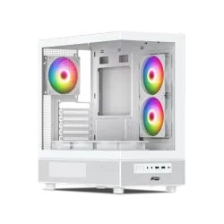 صندوق كمبيوتر العاب PCD MEGATRON مع 6 مراوح ARGB - أبيض
