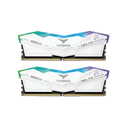 مجموعة ذاكرة سطح المكتب تي فورس دلتا بالوان RGB DDR5 وسعة 16GB من تيم جروب – ذاكرة RAM 5200MHZ -(2 × 8 GB، لون ابيض) CL40