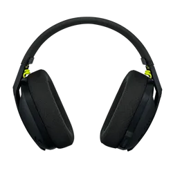 سماعة الألعاب Logitech G435 LIGHTSPEED وبلوتوث - تصميم خفيف بوزن 165 جرام، محركات صوتية 40 ملم، ميكروفونات مزدوجة بتقنية Beamforming، شحن USB-C، بطارية تدوم حتى 18 ساعة، متوافقة مع Dolby Atmos و Tempest 3D Audio - اللون الأسود