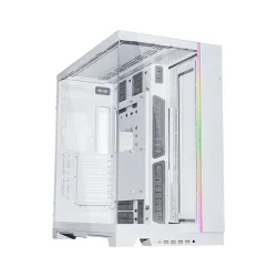 صندوق كمبيوتر العاب , ليان لي , Dynamic EVO XL , حجم كبير , ابيض , من الألومنيوم والزجاج المقسى