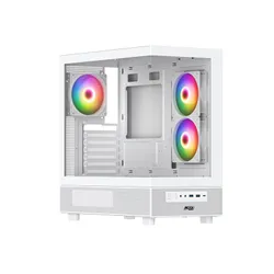 صندوق كمبيوتر العاب PCD MEGATRON مع 3 مراوح ARGB - أبيض