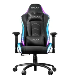 كرسي الألعاب GALAX GC-01S Plus RGB، مساند أذرع 4D، دعم قطني، قاعدة معدنية معززة، يتحمل حتى 150 كجم، إضاءة RGB مع جهاز تحكم، متوفر باللونين الأسود والأبيض