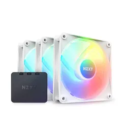 مروحة صندوق كمبيوتر من ان زد اكس تي مع امكانية التحكم - عدد 3 (ابيض) - F120RGB Core - 120mm Hub-mounted RGB Fan - w/RGB Controller