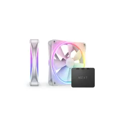 مراوح صندوق الكمبيوتر , NZXT , F140RGB Duo - حجم 140مم بإضاءة RGB مزدوجة الجوانب - حزمة مزدوجة (أبيض) مع وحدة تحكم RGB (RF-D14DF-W1)