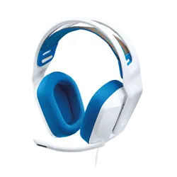 سماعة الألعاب السلكية Logitech G335، مشغلات 40 مم، تصميم خفيف الوزن بحزام تعليق، توصيل وتشغيل، تحكم مدمج، لون أبيض