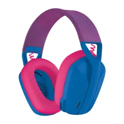 سماعة الألعاب Logitech G435 LIGHTSPEED وبلوتوث - تصميم خفيف بوزن 165 جرام، محركات صوتية 40 ملم، ميكروفونات مزدوجة بتقنية Beamforming، شحن USB-C، بطارية تدوم حتى 18 ساعة، متوافقة مع Dolby Atmos و Tempest 3D Audio - اللون الأزرق
