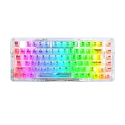 كيبورد ألعاب , ريدراجون , K649 3Modes PRO 75% جاهز مسبقاً , لاسلكي , بلوتوث , ميكانيكي , RGB , شفاف أبيض