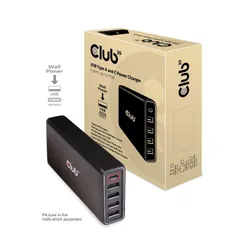 شاحن ب 5 منافذ 4 يو اس بي و 1 تايب سي بقدرة تصل الى 111 واط من كلو 3دي USB Type A and C Power Charger, 5 ports up to 111W